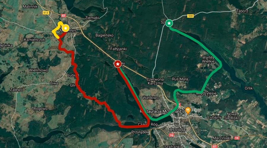 Jeziora i Śluzy – Zakątek – 37 km (18,5 km + 18,5 km)